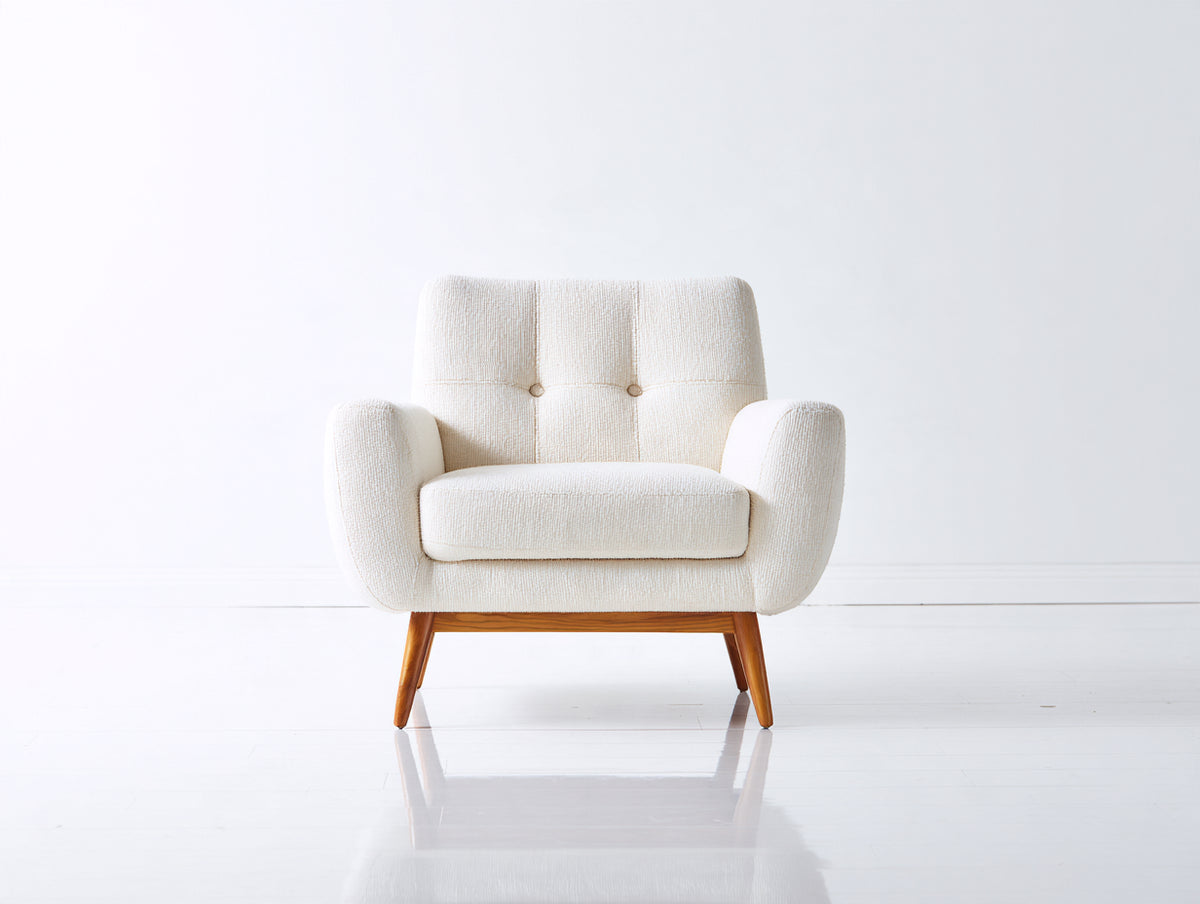 Poltrona - Tessuto - 80 x 79 x 82 cm - Bianco avorio - Design moderno rétro