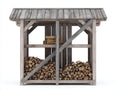 Portalegna - Legno - 210 x 70 x 205 cm - Grigio decapato - Stile rustico con tettoia