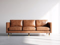 Divano a 3 posti - Pelle - 212 x 86 x 82 cm - Marrone cognac - Stile mid-century moderno