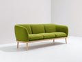 Divano a 3 posti - Tessuto-Legno - 206 x 87 x 80 cm - Verde lime-Legno naturale - Stile scandinavo moderno