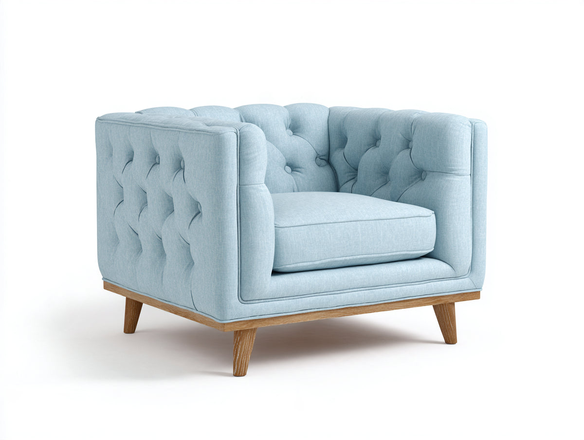 Poltrona - Tessuto - 91 x 88 x 78 cm - Azzurro chiaro - Design moderno capitonné