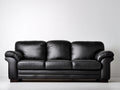 Divano a 3 posti - Pelle - 210 x 90 x 88 cm - Nero - Stile moderno