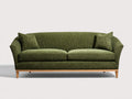 Divano a 3 posti - Tessuto-Legno - 218 x 92 x 84 cm - Verde oliva-Legno naturale - Stile contemporaneo