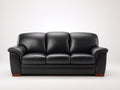 Divano a 3 posti - Pelle - 208 x 91 x 88 cm - Nero - Stile contemporaneo