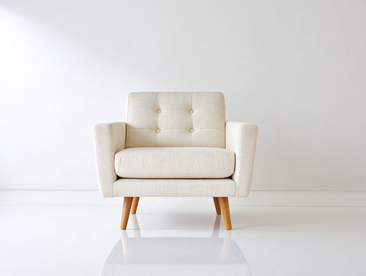 Poltrona - Tessuto - 81 x 82 x 80 cm - Beige chiaro - Design moderno compatto