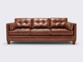 Divano a 3 posti - Pelle - 216 x 90 x 83 cm - Marrone - Stile moderno