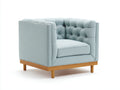 Poltrona - Tessuto - 88 x 86 x 80 cm - Azzurro polvere - Design moderno capitonné