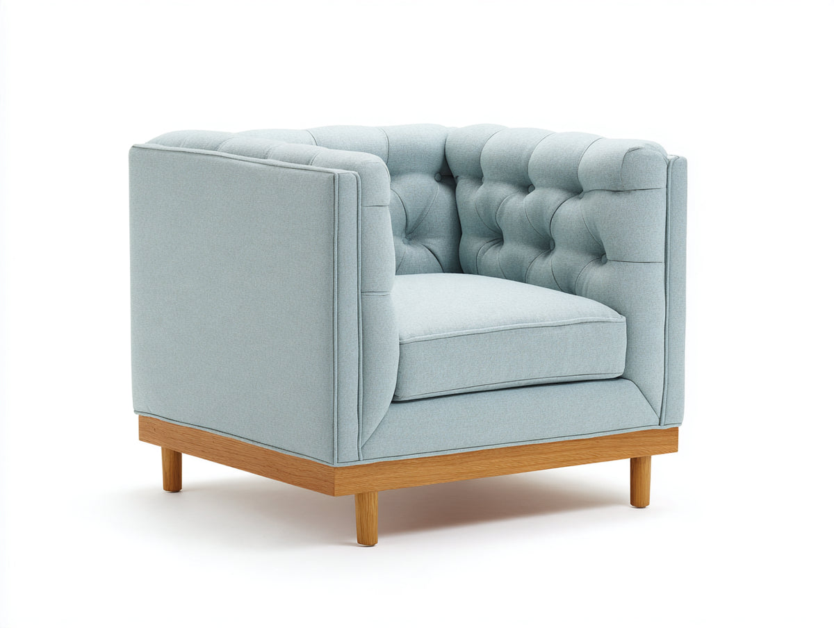 Poltrona - Tessuto - 88 x 86 x 80 cm - Azzurro polvere - Design moderno capitonné