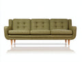 Divano a 3 posti - Tessuto - 216 x 88 x 86 cm - Verde oliva - Stile mid-century moderno