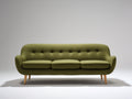 Divano a 3 posti - Tessuto - 207 x 87 x 83 cm - Verde oliva - Stile mid-century moderno