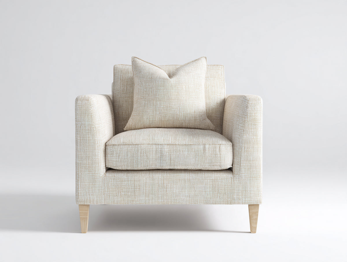 Poltrona - Tessuto - 79 x 82 x 83 cm - Bianco crema - Design moderno essenziale