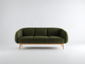 Divano a 3 posti - Tessuto-Legno - 205 x 88 x 80 cm - Verde oliva-Legno naturale - Stile scandinavo moderno