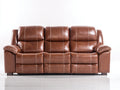 Divano a 3 posti - Pelle - 216 x 98 x 102 cm - Marrone - Stile moderno con funzione reclinabile
