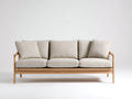 Divano a 3 posti - Legno-Tessuto - 214 x 86 x 81 cm - Legno naturale-Beige - Stile contemporaneo