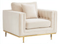 Poltrona - Velluto - 96 x 91 x 85 cm - Bianco crema - Design moderno elegante
