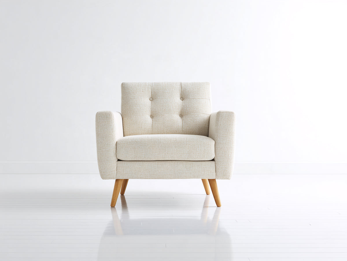 Poltrona - Tessuto - 78 x 80 x 84 cm - Bianco crema - Design moderno rétro