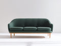 Divano a 3 posti - Tessuto-Legno - 210 x 91 x 80 cm - Verde petrolio-Legno naturale - Stile contemporaneo