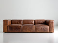 Divano a 3 posti - Pelle - 220 x 94 x 75 cm - Marrone cognac - Stile moderno minimalista