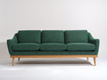Divano a 3 posti - Tessuto-Legno - 212 x 89 x 82 cm - Verde bosco-Legno naturale - Stile scandinavo moderno