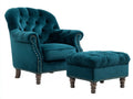 Poltrona - Velluto - 89 x 87 x 98 cm - Blu petrolio - Design classico capitonné